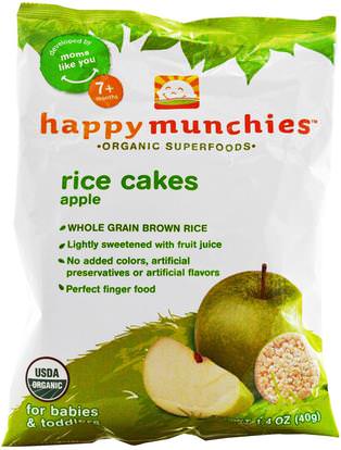 Nurture Inc. (Happy Baby), happy munchies, Rice Cakes, Apple, 1.4 oz (40 g) ,صحة الطفل، تغذية الطفل، وجبات خفيفة الطفل والأصبع الأطعمة