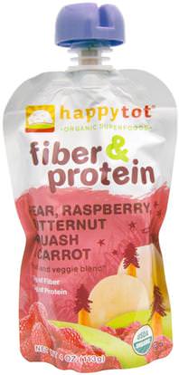 Nurture Inc. (Happy Baby), Happytot, Organic Superfoods, Fiber & Protein, Pear, Raspberry, Butternut Squash & Carrot, 4 oz (113 g) ,صحة الطفل، تغذية الطفل، الغذاء، أطفال الأطعمة