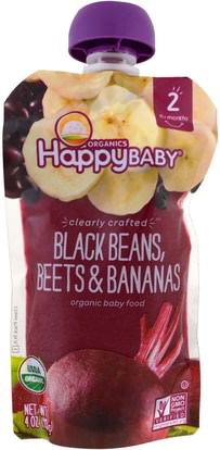 Nurture Inc. (Happy Baby), Organic Baby Food, Stage 2, Clearly Crafted, Black Beans, Beets & Bananas, 6+ Months, 4 oz (113 g) ,صحة الطفل، تغذية الطفل، الغذاء
