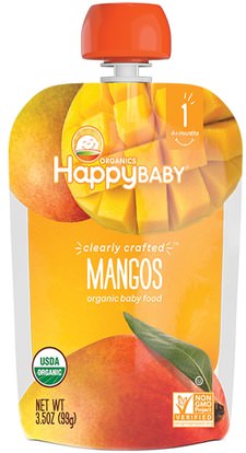 Nurture Inc. (Happy Baby), Organic Baby Food, Stage 1, Clearly Crafted, Mangos, 4 + Months, 3.5 oz (99 g) ,صحة الأطفال، والأغذية للأطفال