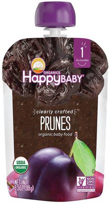 Nurture Inc. (Happy Baby), Organic Baby Food, Stage 1, Clearly Crafted, Prunes,, 4 + Months, 3.5 oz (99 g) ,صحة الطفل، تغذية الطفل، الغذاء، أطفال الأطعمة