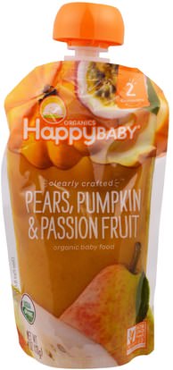 Nurture Inc. (Happy Baby), Organic Baby Food, Stage 2, Clearly Crafted, 6+ Months, Pears, Pumpkin, & Passion Fruit, 4.0 oz (113 g) ,صحة الطفل، تغذية الطفل، الغذاء، أطفال الأطعمة