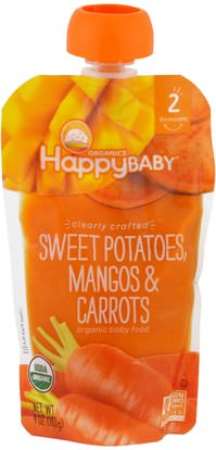 Nurture Inc. (Happy Baby), Organic Baby Food, Stage 2, Clearly Crafted, Sweet Potatoes, Mangos & Carrots, 6+ Months, 4 oz (113 g) ,صحة الطفل، تغذية الطفل، الغذاء