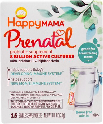 Nurture Inc. (Happy Baby), Prenatal, Probiotic Supplement, Flavor Free, 15 Single Serve Packets - 0.8 oz (23 g) ,صحة الأطفال، أغذية الأطفال، الفيتامينات قبل الولادة