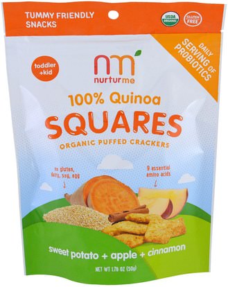 NurturMe, 100% Quinoa Squares, Toddler + Kid, Sweet Potato + Apple + Cinnamon, 1.76 oz (50 g) ,صحة الأطفال، والأغذية للأطفال
