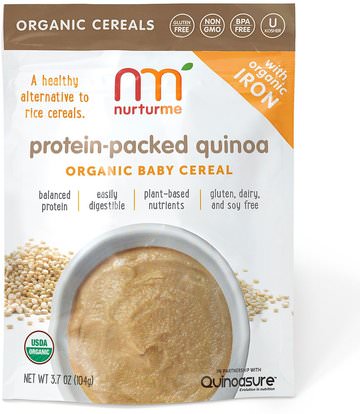 NurturMe, Organic Baby Cereal, Protein-Packed Quinoa, 3.7 oz (104 g) ,صحة الأطفال، أغذية الأطفال، تغذية الطفل، حبوب الأطفال