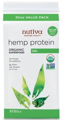 Nutiva, Organic Super Food, Hemp Protein, 15 G, 30 oz (851 g) ,المكملات الغذائية، إيفا أوميجا 3 6 9 (إيبا دا)، منتجات القنب، مسحوق بروتين القنب