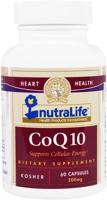 NutraLife, CoQ10, 200 mg, 60 Capsules ,المكملات الغذائية، أنزيم q10، coq10 200 ملغ