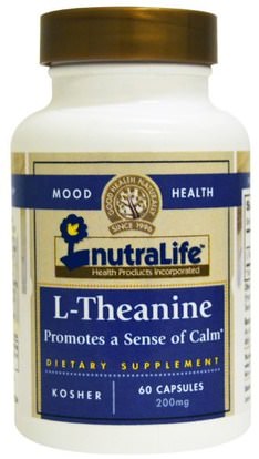 NutraLife, L-Theanine, 200 mg, 60 Capsules ,المكملات الغذائية، ل الثيانين، والصحة، والمزاج