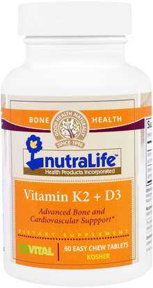 NutraLife, Vitamin K2 + D3, 60 Easy Chew Tablets ,الفيتامينات، فيتامين d3