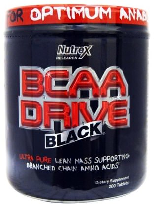 Nutrex Research Labs, BCAA Drive Black, 200 Tablets ,المكملات الغذائية، والأحماض الأمينية، بكا (متفرعة سلسلة الأحماض الأمينية)