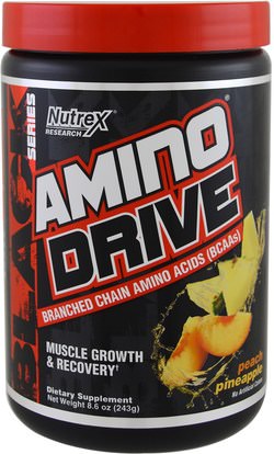 Nutrex Research Labs, Black Series, Amino Drive, Peach Pineapple, 8.6 oz (243 g) ,أورجين مسحوق البروتين، والمكملات الغذائية، والبروتين