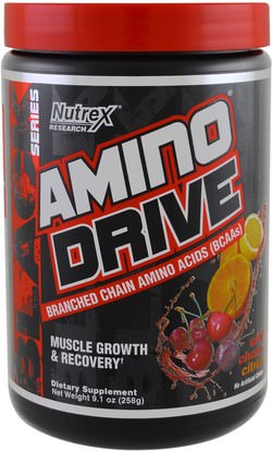 Nutrex Research Labs, Black Series, Amino Drive, Wild Cherry Citrus, 9.1 oz (258 g) ,والمكملات، والأحماض الأمينية، بكا (متفرعة سلسلة الأحماض الأمينية)، والرياضة، تجريب