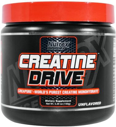 Nutrex Research Labs, Creatine Drive, Creatine Monohydrate, Unflavored, 5.29 oz (150 g) ,والرياضة، ومسحوق الكرياتين، والعضلات