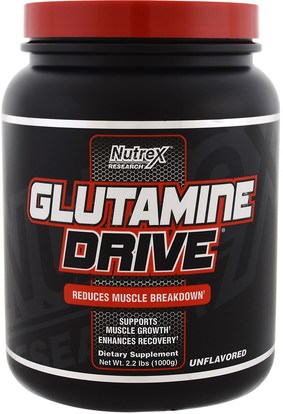 Nutrex Research Labs, Glutamine Drive, Unflavored, 2.2 lbs (1000 g) ,المكملات الغذائية، والأحماض الأمينية، ل مسحوق الجلوتامين