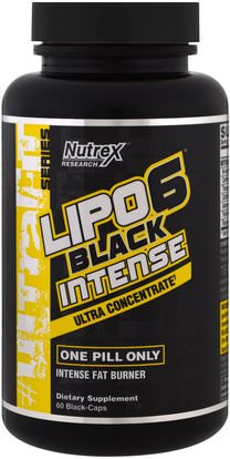 Nutrex Research Labs, Lipo 6 Black Intense, Ultra Concentrate, 60 Black-Caps ,وفقدان الوزن، والنظام الغذائي، والرياضة
