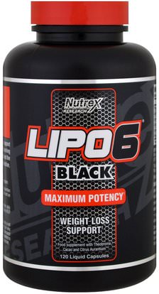 Nutrex Research Labs, Lipo 6 Black, Maximum Potency, 120 Liquid Capsules ,وفقدان الوزن، والنظام الغذائي، والرياضة