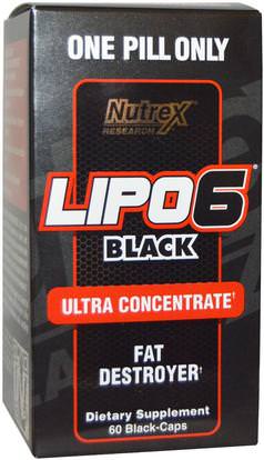 Nutrex Research Labs, Lipo 6 Black Ultra Concentrate, 60 Black-Caps ,وفقدان الوزن، والنظام الغذائي، وحرق الدهون