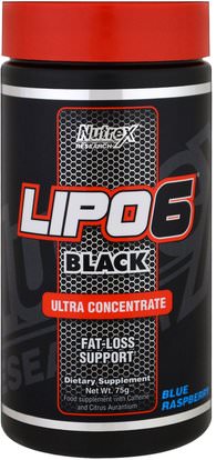 Nutrex Research Labs, Lipo 6 Black, Ultra Concentrate, Blue Raspberry, 75 g ,وفقدان الوزن، والنظام الغذائي، والرياضة