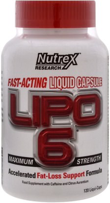 Nutrex Research Labs, Lipo 6 Maximum Strength, 120 Liqui-Caps ,وفقدان الوزن، والنظام الغذائي، والرياضة