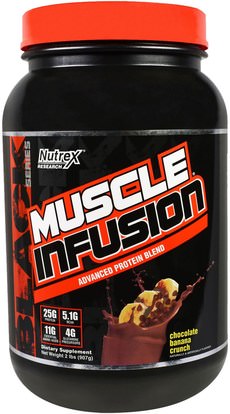 Nutrex Research Labs, Muscle Fusion, Advanced Protein Blend, Chocolate Banana Crunch, 2 lbs (907 g) ,Herb-sa