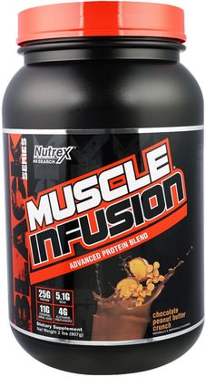 Nutrex Research Labs, Muscle Infusion, Advanced Protein Blend, Chocolate Peanut Butter Crunch, 2 lbs (907 g) ,والملاحق، والبروتين، والرياضة، والعضلات