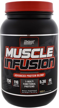 Nutrex Research Labs, Muscle Infusion, Advanced Protein Blend, Vanilla, 2 lbs (907 g) ,والملاحق، والبروتين، والرياضة، والعضلات
