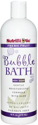 NutriBiotic, Bubble Bath, Non-Soap, Fresh Fruit, 16 fl oz (473 ml) ,حمام، الجمال، حمام الفقاعة، الأطفال، حمام الفقاعة