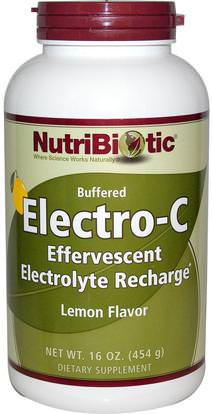 NutriBiotic, Buffered Electro-C, Lemon Flavor, 16 oz (454 g) ,المكملات الغذائية، فوارة