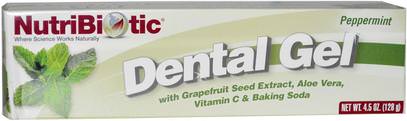 NutriBiotic, Dental Gel, Peppermint, 4.5 oz (128 g) ,حمام، الجمال، معجون الأسنان، العناية بالأسنان عن طريق الفم، النعناع الأسنان اللثة