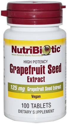 NutriBiotic, Grapefruit Seed, Extract, 125 mg, 100 Tablets ,المكملات الغذائية، استخراج بذور الجريب فروت