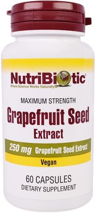 NutriBiotic, Grapefruit Seed Extract, 250 mg, 60 Capsules ,المكملات الغذائية، استخراج بذور الجريب فروت