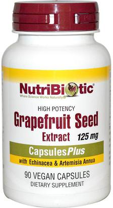 NutriBiotic, Grapefruit Seed Extract, With Echinacea & Artemisia Annua, 125 mg, 90 Veggie Caps ,المكملات الغذائية، استخراج بذور الجريب فروت
