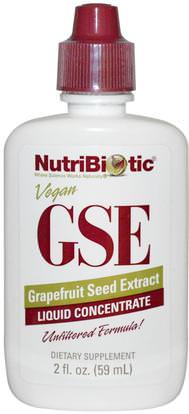 NutriBiotic, GSE Liquid Concentrate, Grapefruit Seed Extract, 2 fl oz (59 ml) ,المكملات الغذائية، استخراج بذور الجريب فروت