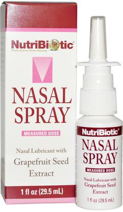 NutriBiotic, Nasal Spray, with Grapefruit Seed Extract, 1 fl oz (29.5 ml) ,والمكملات الغذائية، استخراج بذور الجريب فروت، صحة الأنف