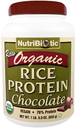 NutriBiotic, Organic Raw Rice Protein, Chocolate, 6.9 oz (650 g) ,المكملات الغذائية، البروتين، مسحوق بروتين الأرز