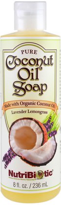 NutriBiotic, Pure Coconut Oil Soap, Lavender Lemongrass, 8 fl oz (236 ml) ,حمام، الجمال، الصابون