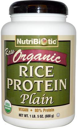 NutriBiotic, Raw Organic Rice Protein, Plain, 1 lb 5 oz (600 g) ,المكملات الغذائية، البروتين، مسحوق بروتين الأرز