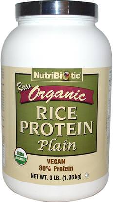 NutriBiotic, Raw Organic Rice Protein, Plain, 3 lbs (1.36 kg) ,المكملات الغذائية، البروتين، مسحوق بروتين الأرز