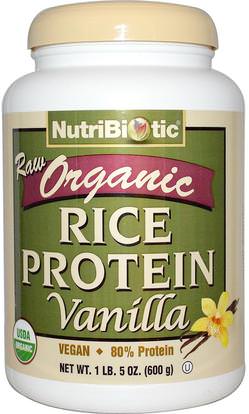 NutriBiotic, Raw Organic Rice Protein, Vanilla, 1 lb 5 oz (600 g) ,المكملات الغذائية، البروتين، مسحوق بروتين الأرز