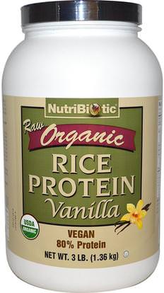 NutriBiotic, Raw Organic Rice Protein, Vanilla, 3 lb (1.36 kg) ,المكملات الغذائية، البروتين، مسحوق بروتين الأرز