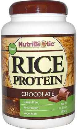 NutriBiotic, Raw Rice Protein, Chocolate, 1 lb 6.9 oz (650 g) ,المكملات الغذائية، البروتين، مسحوق بروتين الأرز