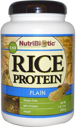 NutriBiotic, Raw Rice Protein, Plain, 1 lb. 5 oz (600 g) ,المكملات الغذائية، البروتين، مسحوق بروتين الأرز