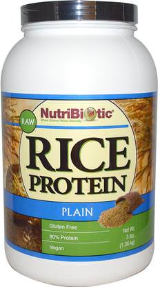 NutriBiotic, Raw, Rice Protein, Plain, 3 lbs (1.36 kg) ,المكملات الغذائية، البروتين، مسحوق بروتين الأرز