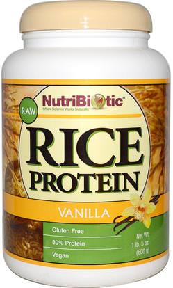 NutriBiotic, Raw Rice Protein, Vanilla, 1 lb 5 oz (600 g) ,المكملات الغذائية، البروتين، مسحوق بروتين الأرز