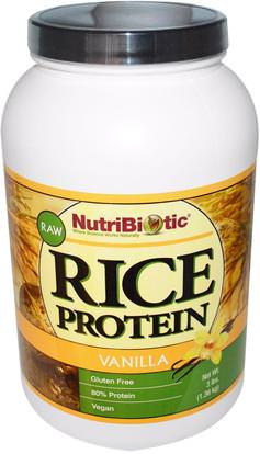 NutriBiotic, Raw Rice Protein, Vanilla, 3 lb (1.36 kg) ,المكملات الغذائية، البروتين، مسحوق بروتين الأرز