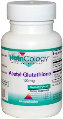 Nutricology, Acetyl-Glutathione, 100 mg, 60 Scored Tablets ,المكملات الغذائية، ل الجلوتاثيون