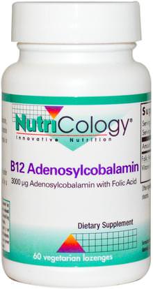 Nutricology, B12 Adenosylcobalamin, 60 Veggie Lozenges ,المكملات الغذائية، فيتامينز سونزيمات ب، فيتامين ب، فيتامين ب 12