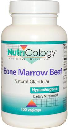Nutricology, Bone Marrow Beef, Natural Glandular, 100 Veggie Caps ,المكملات الغذائية، منتجات الأبقار