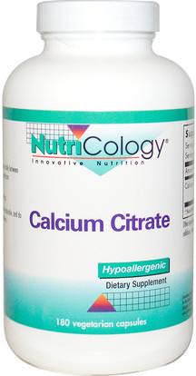 Nutricology, Calcium Citrate, 180 Veggie Caps ,المكملات الغذائية، المعادن، سيترات الكالسيوم